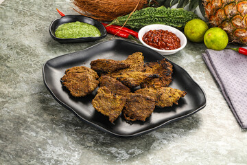 Grilled beef barbecue with spises