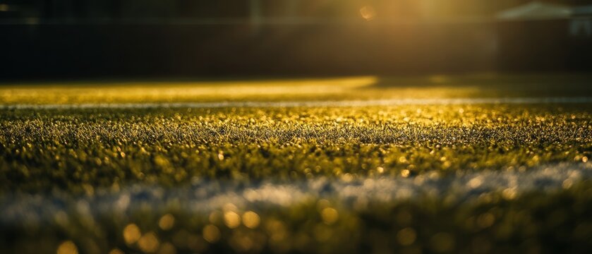 A field of grass with a white line in the middle