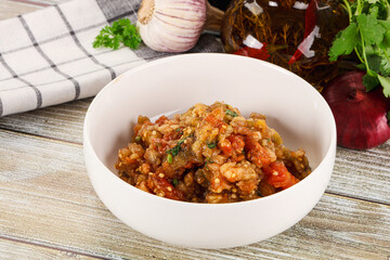 Grilled vegetables salad - Eggplant, tomato and pepper