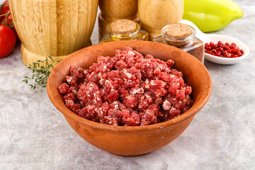Raw beef minced meat for cooking