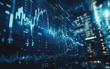 Obraz premium Modern financial chart in abstract futuristic blue tones featuring data visualization