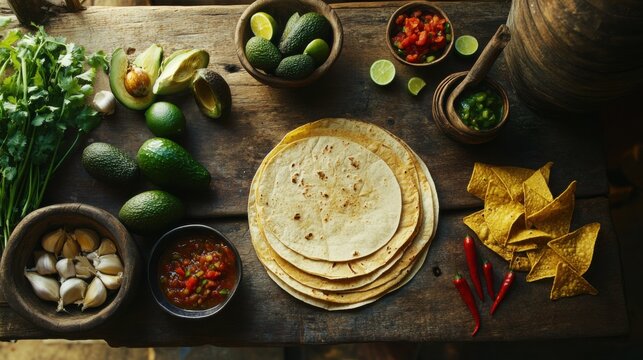 mexican food ingredients flat lay