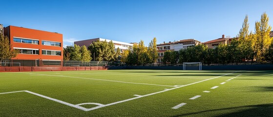 Obraz premium A large field with a white line in the middle