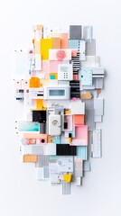 A whimsical mixed media collage combining hand-painted watercolor elements, textured fabric patches, and digital typography, forming a poetic and dreamy visual narrative.