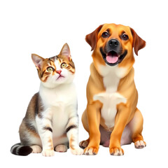 Obraz premium Cute Dog and Cat Best Friends isolated on transparent background