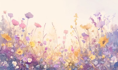 Obraz premium meadow flowers on the edge of the frame for booklets and frames.