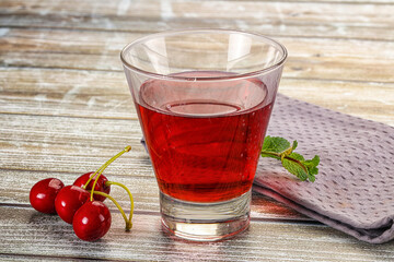 Sweet cherry juice in the glass