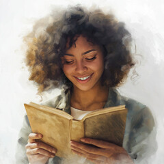 Woman Reading clipart. Watercolor illustration. Detailed Artistic Graphic illustration 