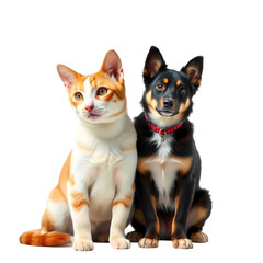 Obraz premium Cat and Dog Friends: Best Friends Forever isolated on transparent background