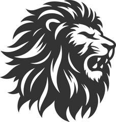 Silhouette of a lion with its fur bristling in anger