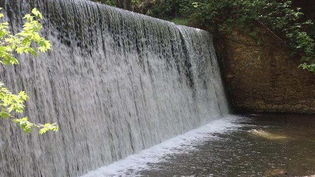 Close up shot of beautiful waterfall at Kursunlu Natural Park in Salihli, Manisa, Turkey.