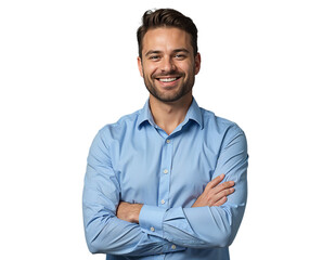 handsome man with casual outfit with cross hand
