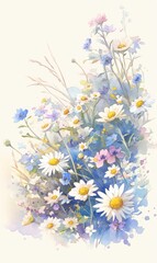 meadow flowers on the edge of the frame for booklets and frames.