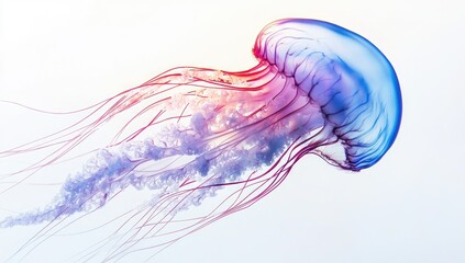 Vibrant jellyfish, aquatic life, aquarium exhibit, soft light