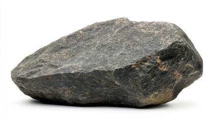 Isolated dark grey stone on white background