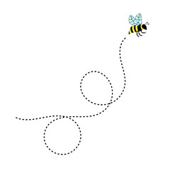 Bee Flying with Dotted Line