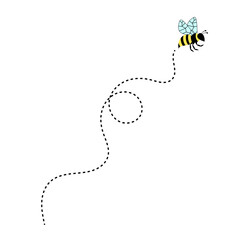 Bee Flying with Dotted Line