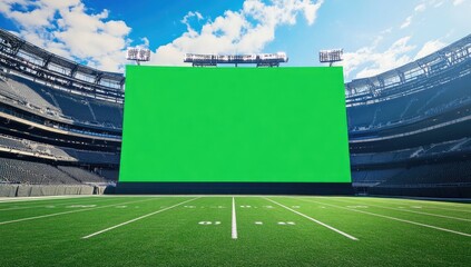 Empty Green Screen Football Stadium