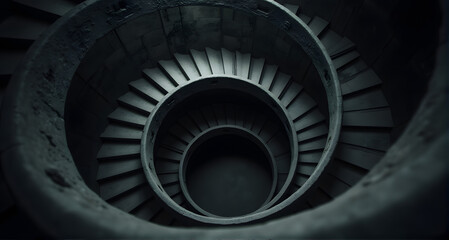 Fototapeta premium Dark Concrete Spiral Staircase