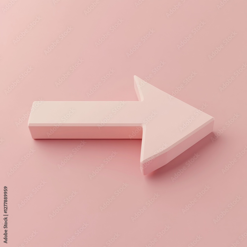 Poster minimalist pale pink arrow pointing right: a gentle directional cue for design and navigation