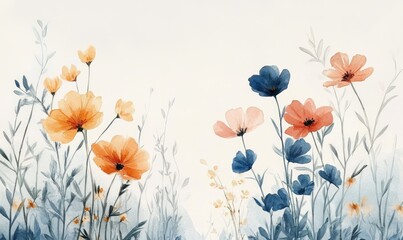 meadow flowers on the edge of the frame for booklets and frames.