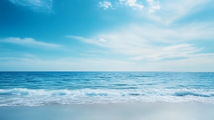 Fototapeta premium Serene Ocean Waves Crashing Gently On Sandy Shore