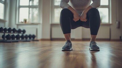 Obraz premium Knee exercises in a spacious gym studio. Featuring mobility and rehabilitation