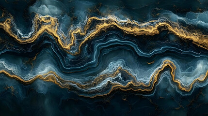 Obraz premium Elegant Abstract Background of Blue and Gold Marble Texture with Liquid Art Design