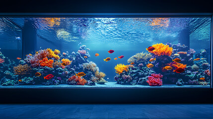 Stunning Aquarium  Vibrant Reef Fish  Coral  Underwater Scene