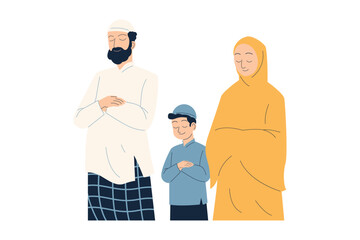 Muslim Family Pray Character