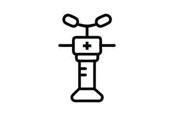 medical equipment icon line art silhouette with vector Drawing Illustration