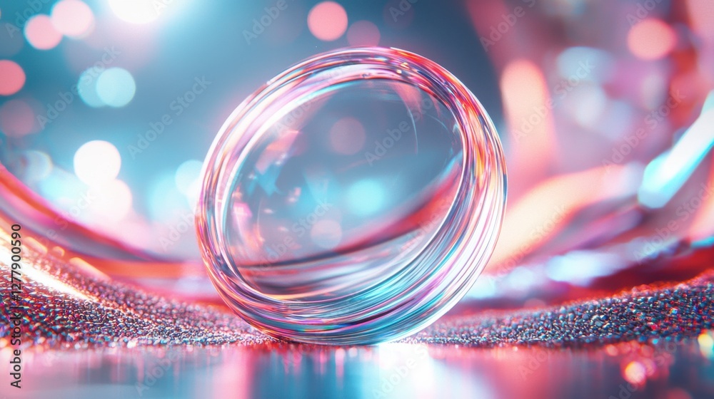 Poster Mesmerizing Crystal Sphere with Iridescent Reflections and Captivating Patterns