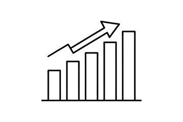 business graph with arrow  line art silhouette with vector Drawing Illustration
