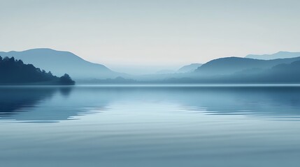 Fototapeta premium Serene Mountain Lake Landscape Under A Misty Sky