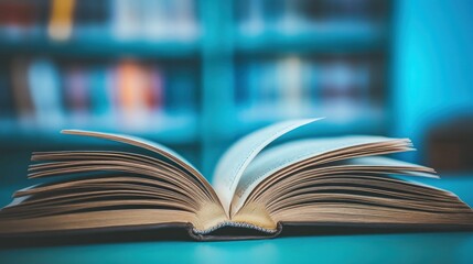 Obraz premium Open book with pages fanned out sits on a surface