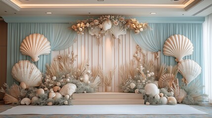 Romantic beach themed wedding stage