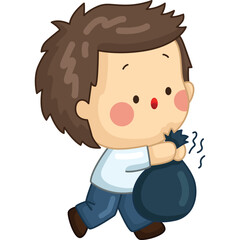 a vector of a boy throwing out trash