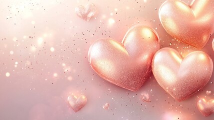 Obraz premium Rose Gold Glitter Hearts Valentine's Day Background