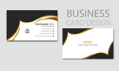 Modern and minimalist creative individual of business card ,golden and black color set of  luxury visiting card design template.