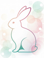 Elegant Minimalist Illustration of a Rabbit with Soft Colorful Background