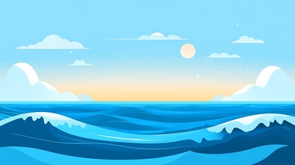 Serene Ocean Waves Under a Calm Blue Sky