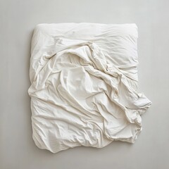 Obraz premium Wrinkled White Bedding Sheets Texture, Soft Fabric Close Up, Minimalist Style Home Decor, Cozy Bedroom Aesthetics, Comfortable Sleep