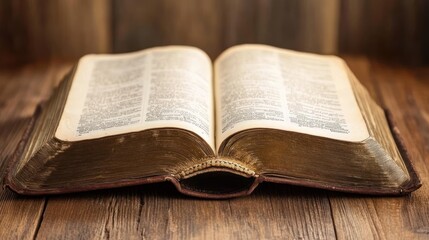 Obraz premium An old book is open on a wooden surface