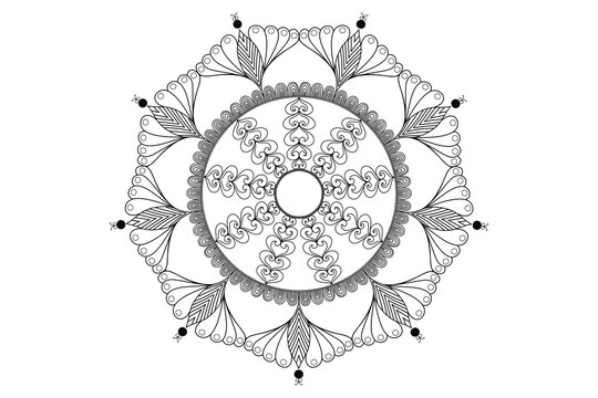 Simple Outline Mandala for Coloring Book Page.  Mandala Coloring book line art vector illustration. 
