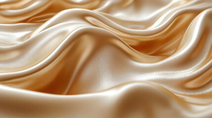 Obraz premium Luxurious golden silk material flows in undulating waves, reflecting light beautifully