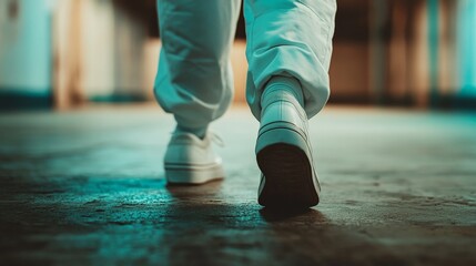 Nurse Feet in Comfortable Shoes After Long Hours
