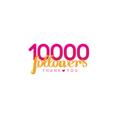 Thank you 10 000 followers card. Creative thanks for following subscribers. Ten thousand likes celebration. Thank you, 10000 followers. Vector background.