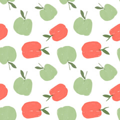 Seamless fruit pattern hand drawn. For digital paper, fabric design, wallpaper.