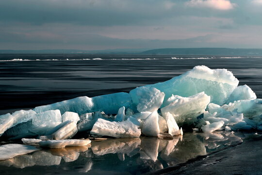 Voga river at winter in Russia