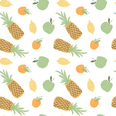 Seamless fruit pattern hand drawn. For digital paper, fabric design, wallpaper.
